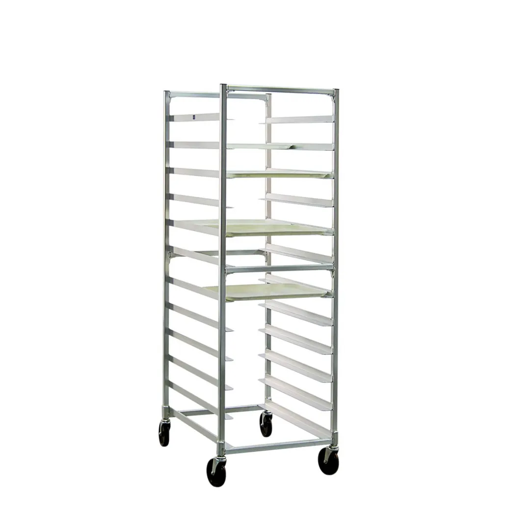 New Age NS833 24 Tray Full Height Side Load Aluminum Mobile Tray Rack for 15" x 20" Trays