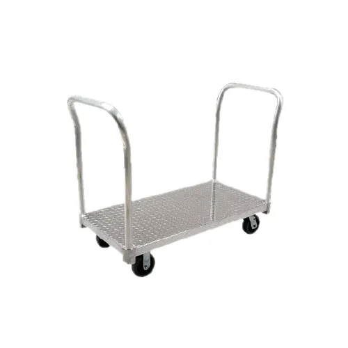 New Age PT2448P6 2600 lb Aluminum Platform Truck, 24"W x 48"L, Tread Plate Deck, Polyurethane Casters