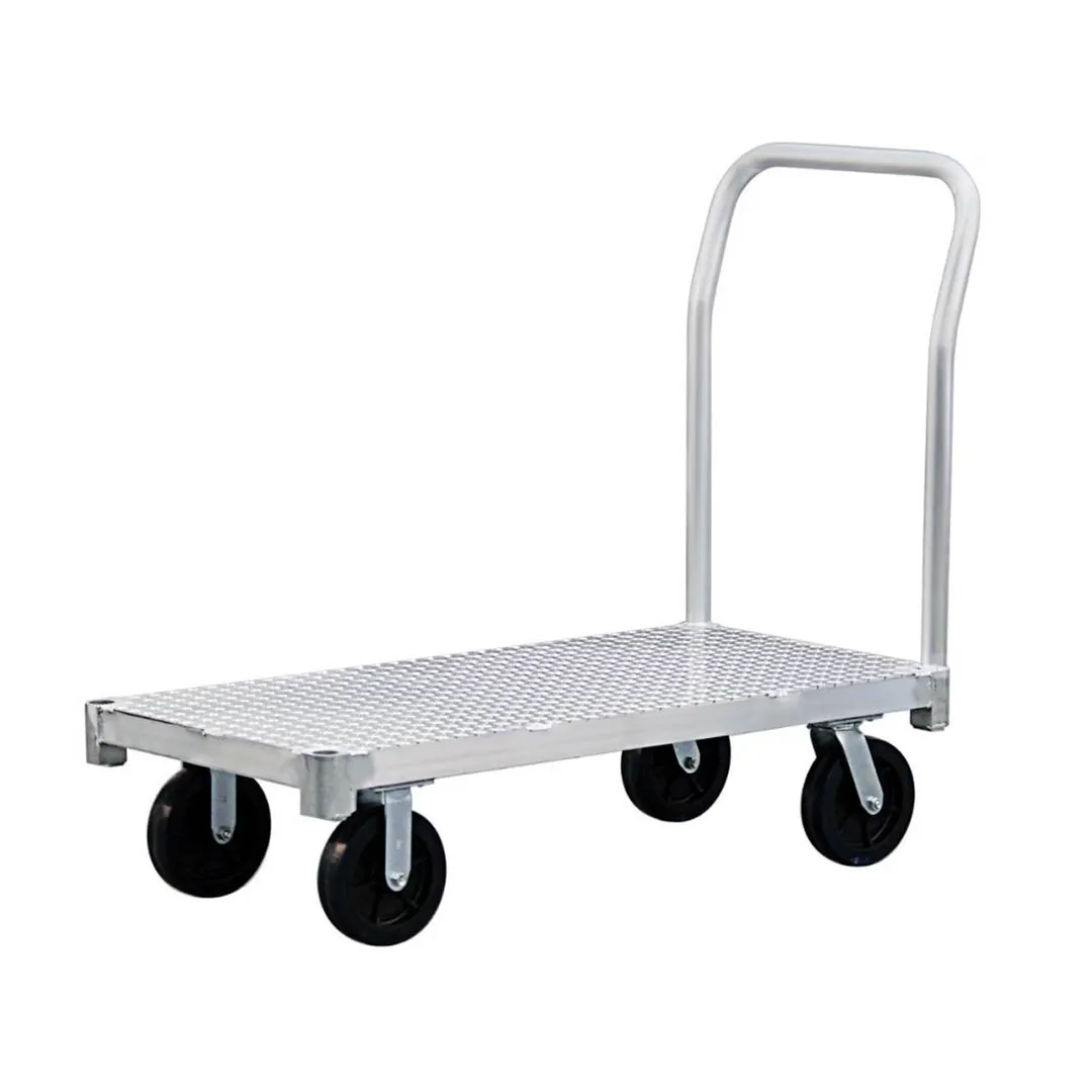 New Age PT3048P6 2600 lb Aluminum Platform Truck, 30x48, Tread Plate Deck, Polyurethane Casters