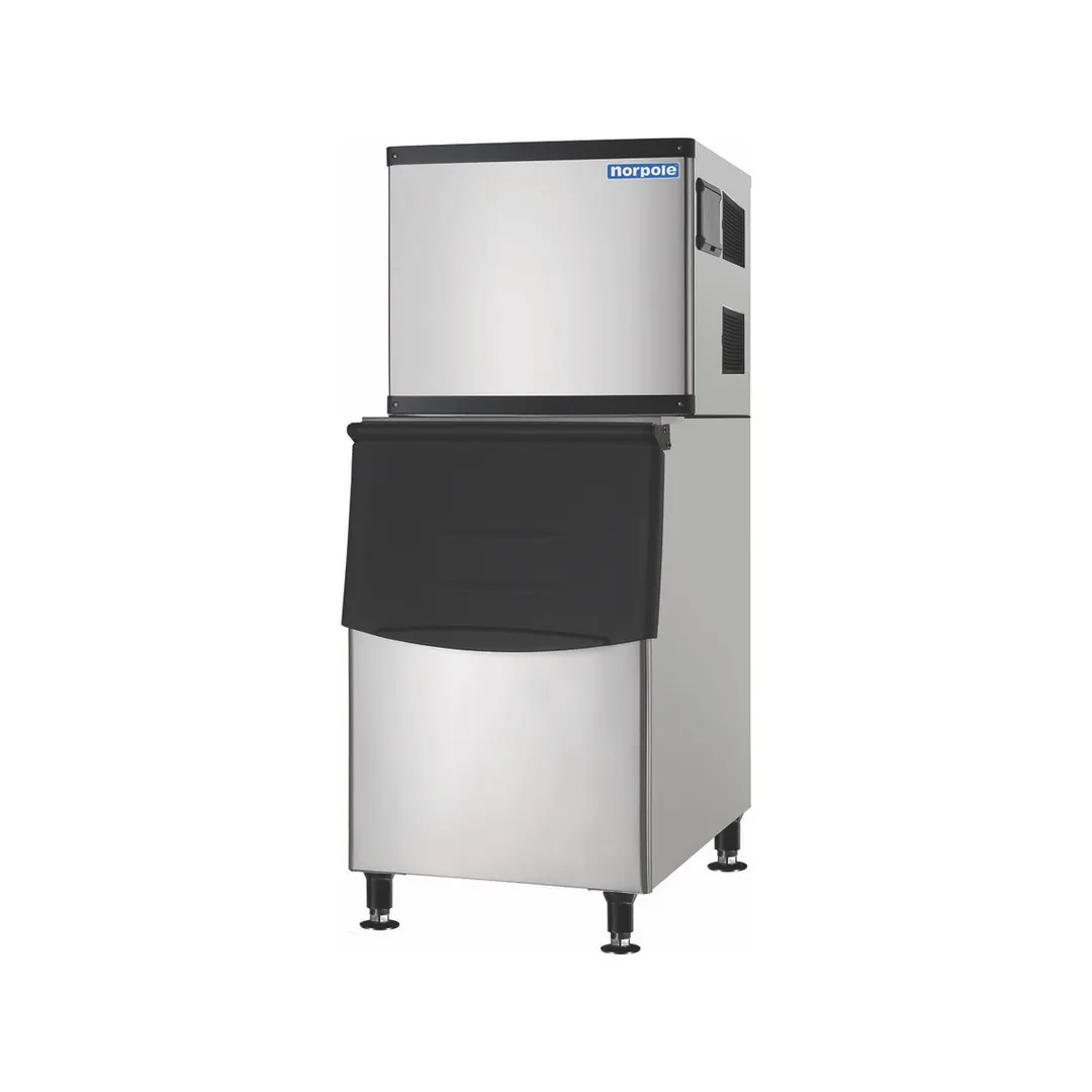 Norpole NPCIM350M/NPCIM350BIN Air Cooled Full Cube 350 lb Ice Machine with Bin, 230 lb Storage