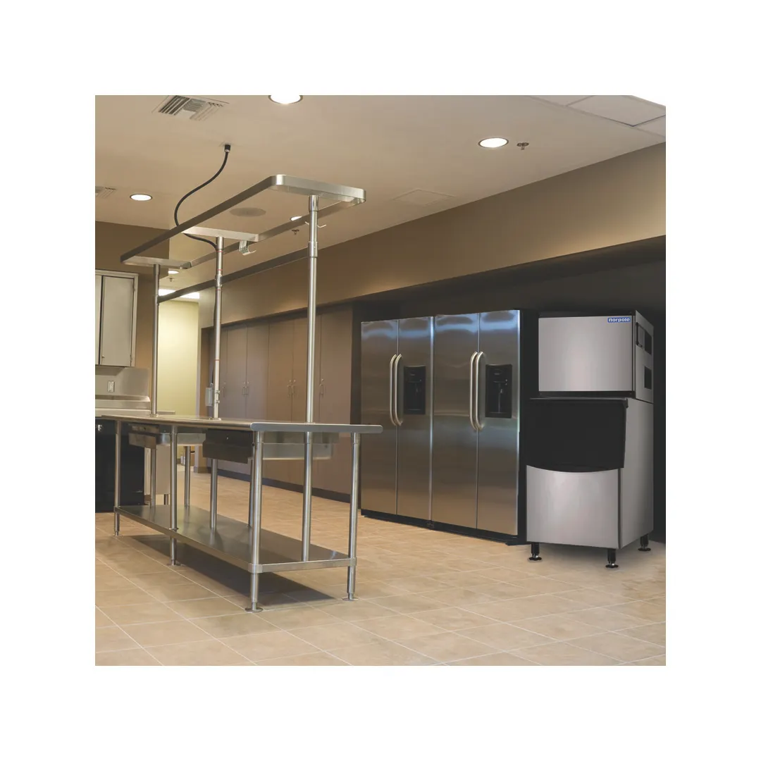 Norpole NPCIM350M/NPCIM350BIN Air Cooled Full Cube 350 lb Ice Machine with Bin, 230 lb Storage