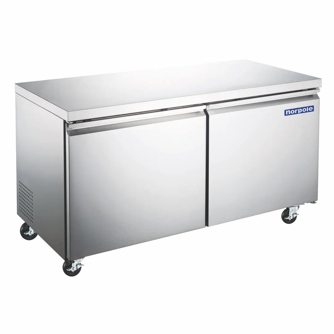 Norpole NP2F-60UC 60" 2-Door Undercounter Freezer, Stainless Steel, 15.5 cu. ft.