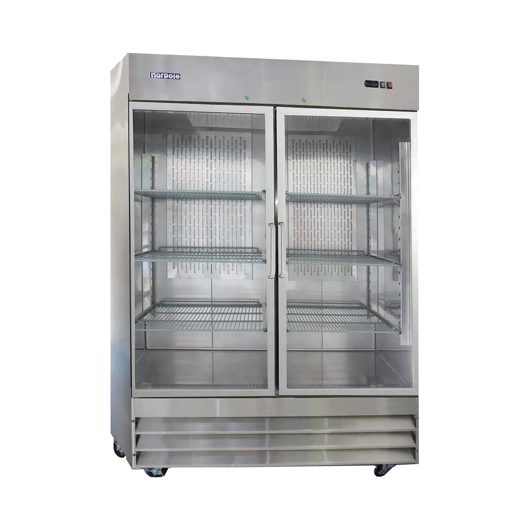 Norpole NP2R-G 54" 2-Section Reach-In Refrigerator w/ 2 Glass Doors, Bottom-Mount, 48 cu. ft.