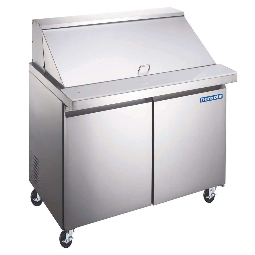 Norpole NP2R-SWMT36 37" Mega Top Sandwich/Salad Prep Table w/ 2 Doors, 10 Pans