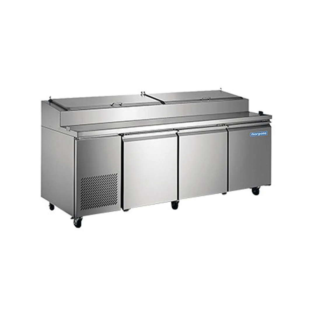 Norpole NP3R-PT 92" 3-Section Refrigerated Pizza Prep Table w/ 3 Doors, (12) 1/3 Pans