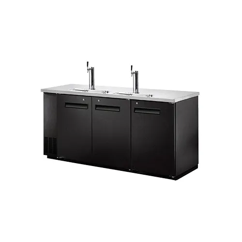 Norpole NPBT-72 72" Draft Beer Cooler, 20 Cu Ft, Black Vinyl Exterior, 2 Tap Columns, LED Light