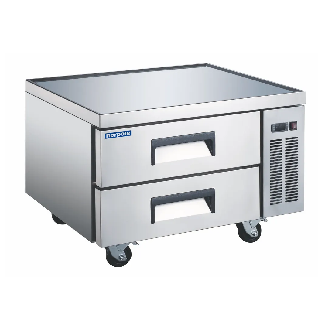 Norpole NPCB-48 48" 2 Drawers Refrigerated Chef Base, Marine Edge, Stainless Steel, 1/5 HP Compressor