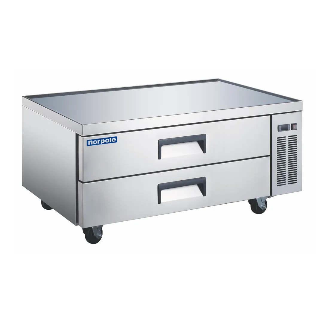 Norpole NPCB-60 60" 2 Drawers Refrigerated Chef Base, Marine Edge, Steel Exterior, 1/5 HP Compressor