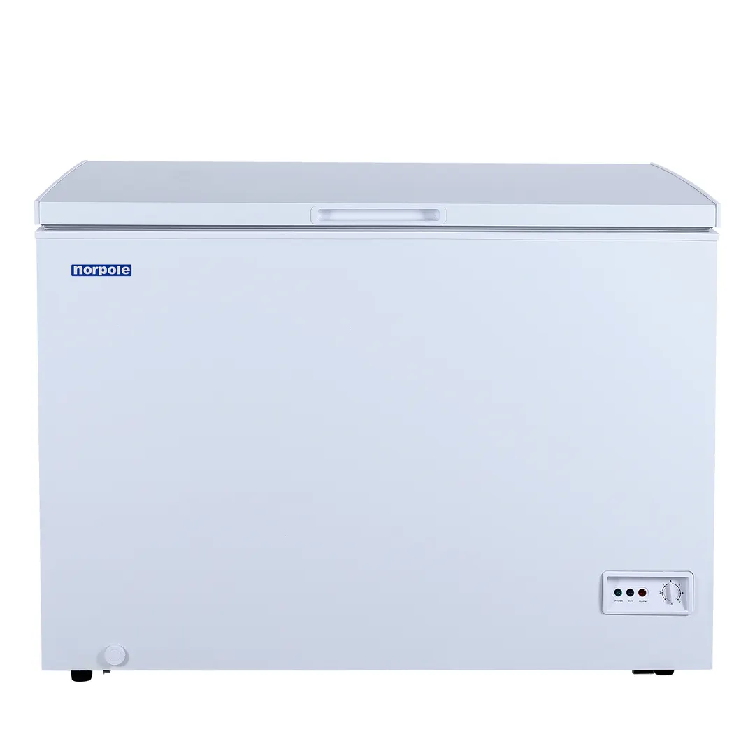 Norpole NPCF10W 43" Sliding Door Glass Froster Chest Freezer, 10 Cu Ft, Stainless Steel, Electric
