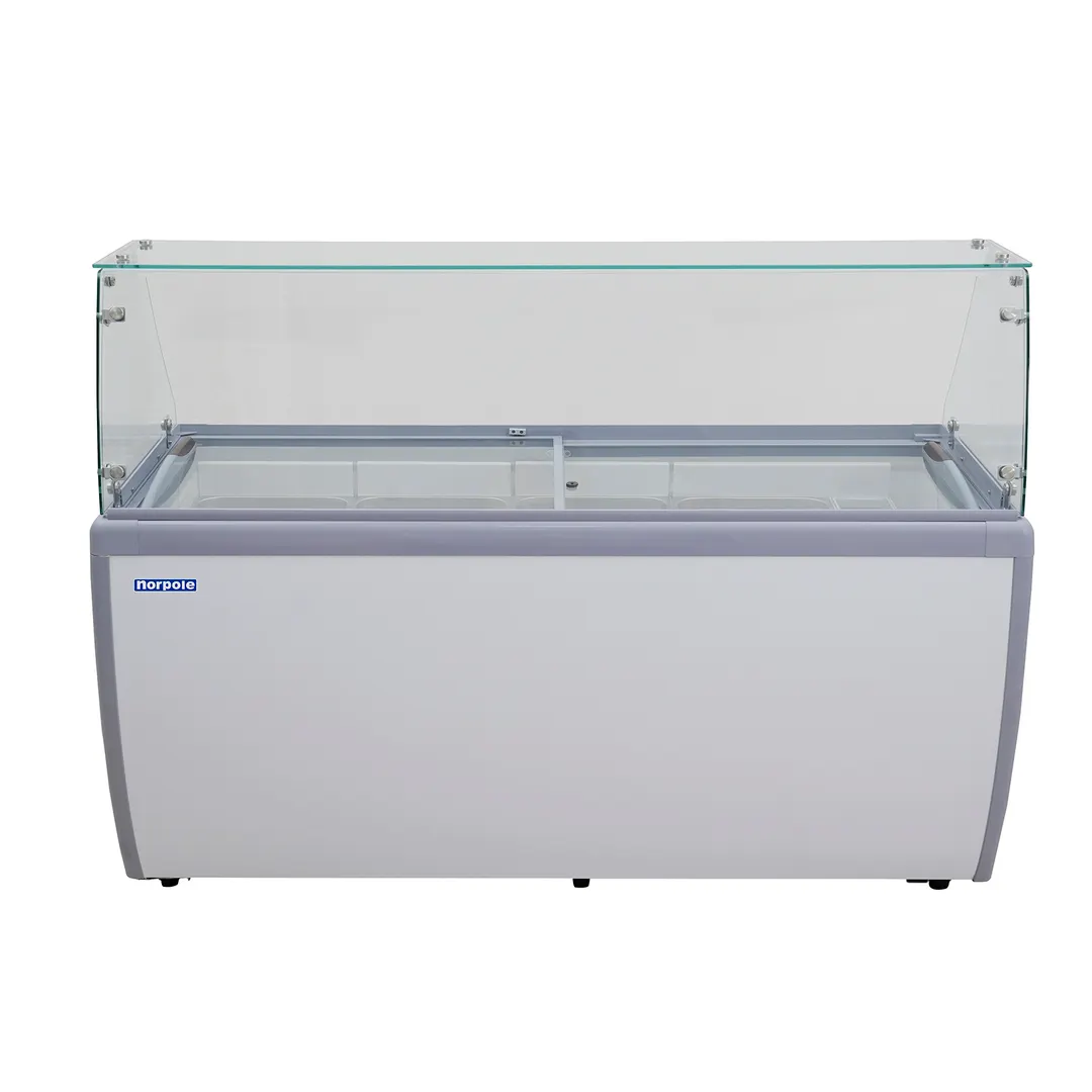 Norpole NPDC49W 60" Dipping Cabinet, 13.1 Cu Ft Capacity, Stainless Steel Door, Hinged Flip Top