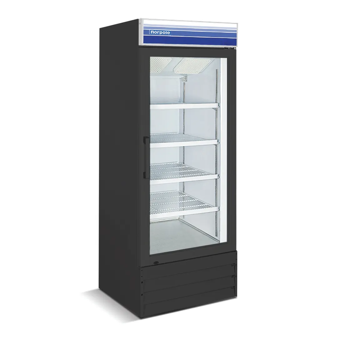 Norpole NPGF1-S13B 27" 1 Glass Door Freezer Merchandiser in Black, 13 cu. ft.