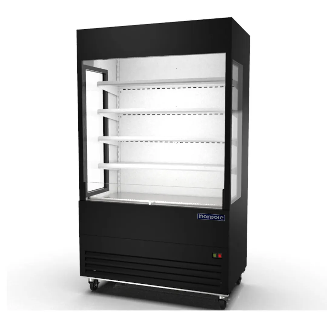 Norpole NPOA-48 48" Vertical Open Air Merchandiser in Black, Self-Contained, 4 Shelves