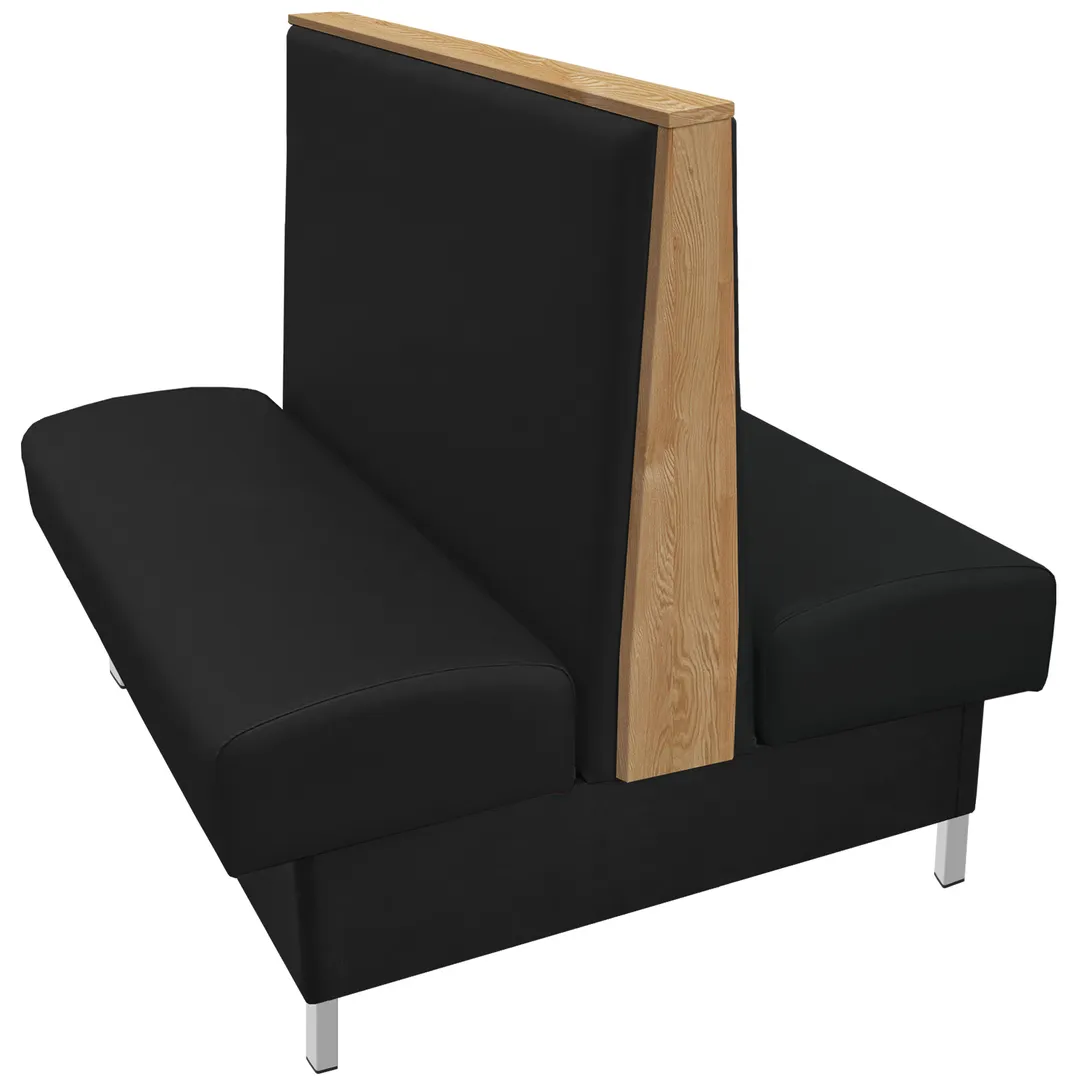 Oak Street ANA-3042-DBL 30"L Double Plain Back Booth, Upholstered Seat & Back, Oak Wood Finish