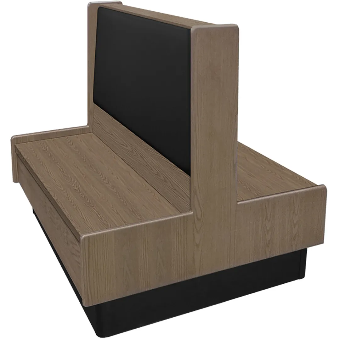 Oak Street ARST-6042-DBL-WSUB 60"L Double Plain Back Booth, Upholstered Back, Wood Seat, Oak Finish, 42"H