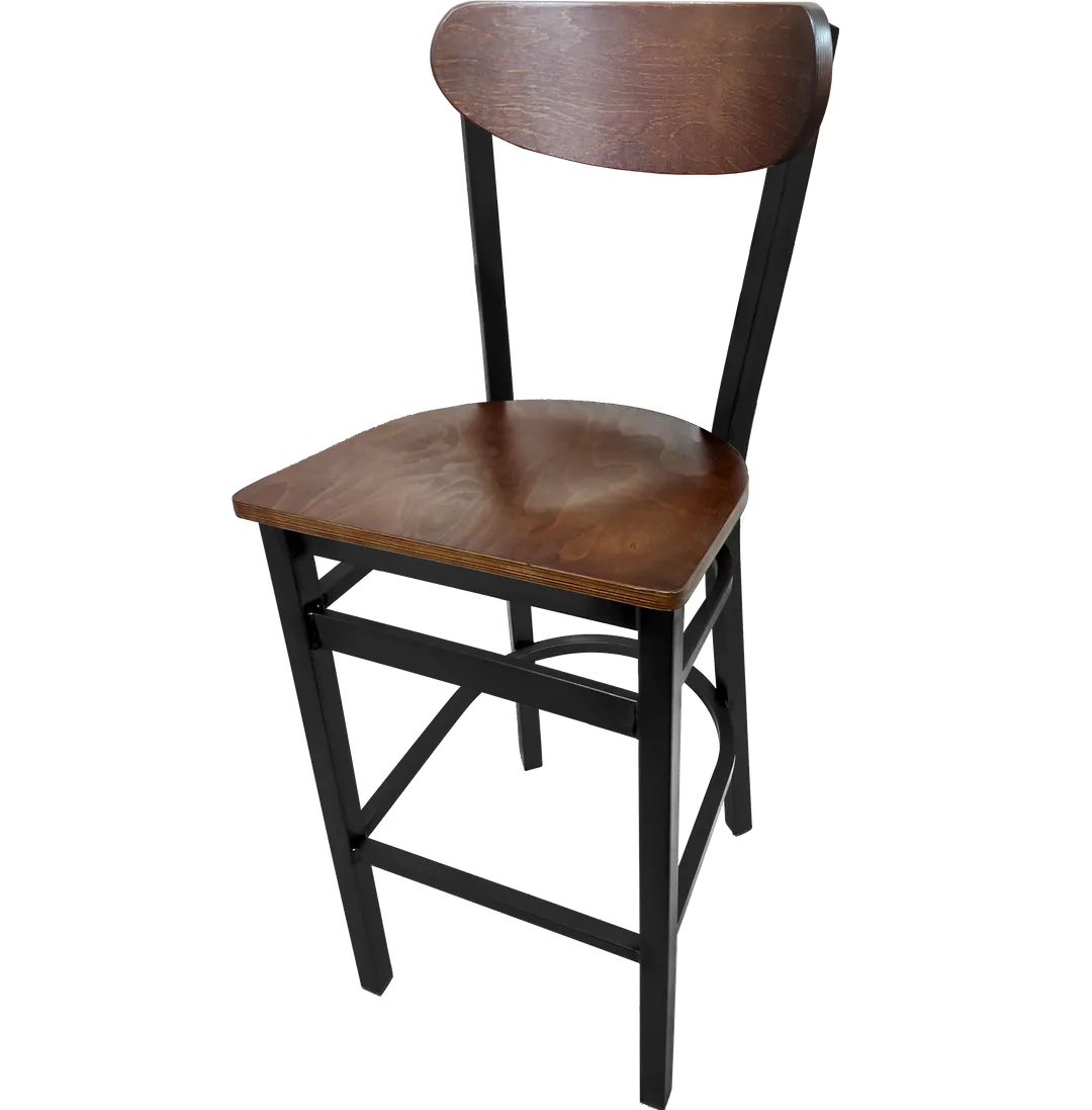 Oak Street BM-262 Bar Stool with Wood Back, Black