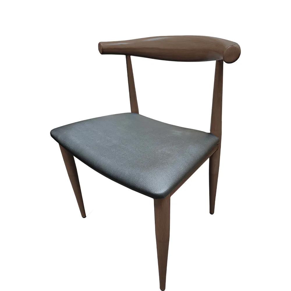 Oak Street CM-6063-DW-BLK Elbow Series Side Chair, Black Vinyl Seat, Driftwood Finish, Hairpin Back