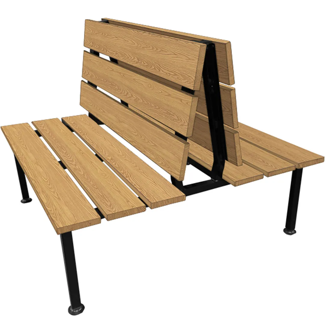 Oak Street CS-4838-DBL 48" Cascade Double Plain Back Booth, Wood Slatted Back and Seat, 38"H, Metal Legs