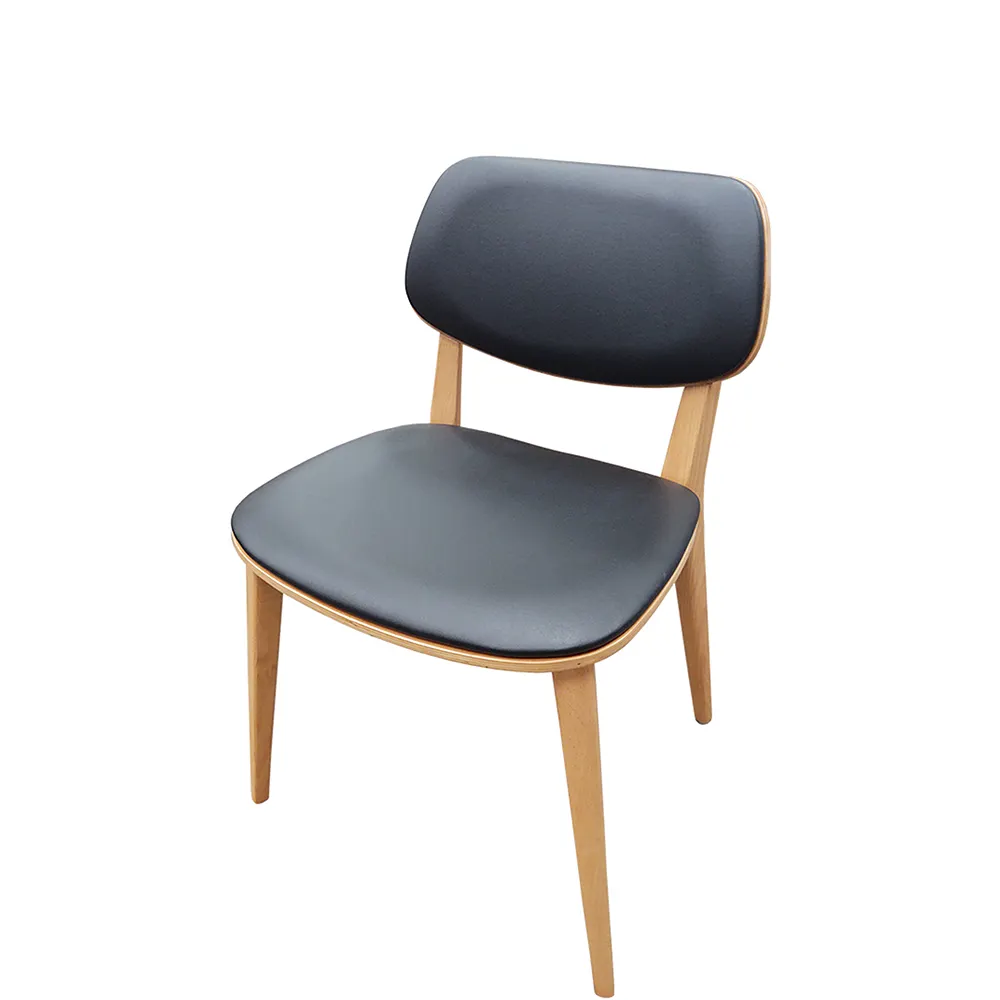 Oak Street CW-0234-NT-BLK Indoor Harbor Series Side Chair with Black Vinyl Back & Seat, Black