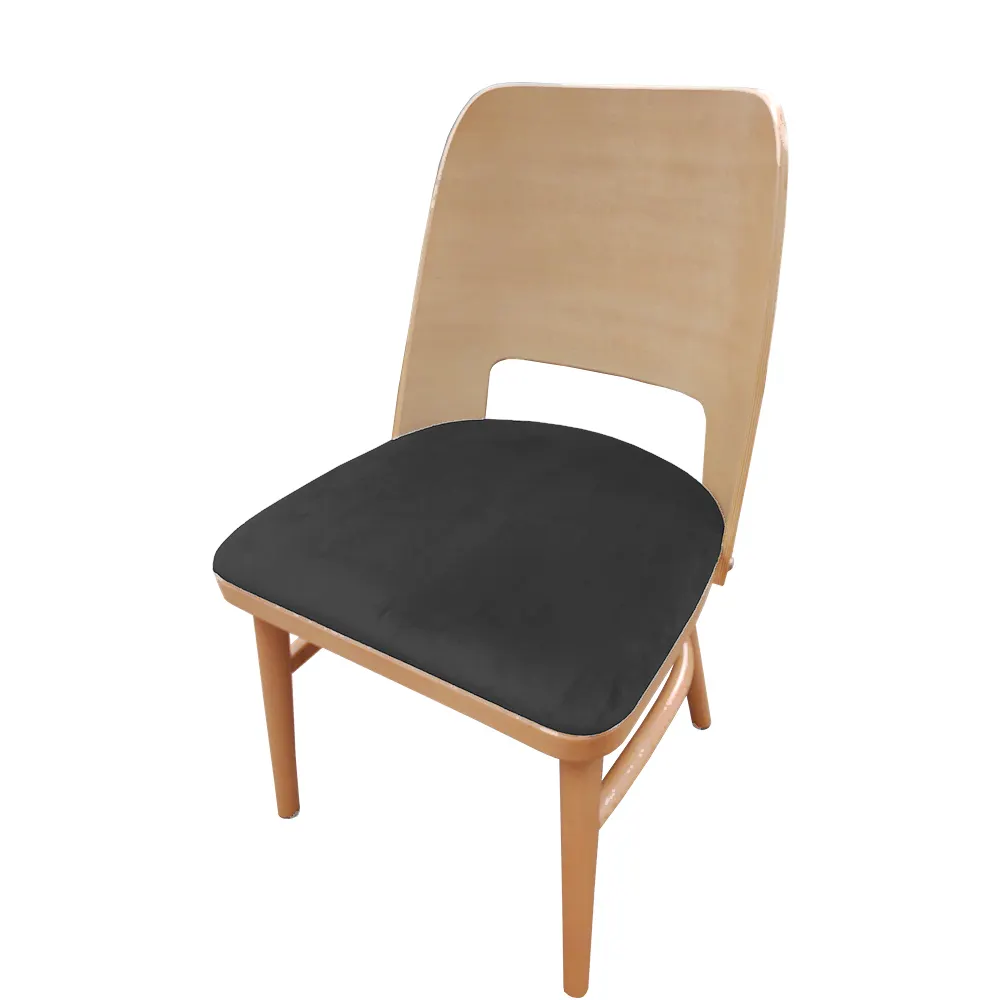 Oak Street CW-0439-NT-BLK Indoor Aurora Series Side Chair with Wood Back, Black