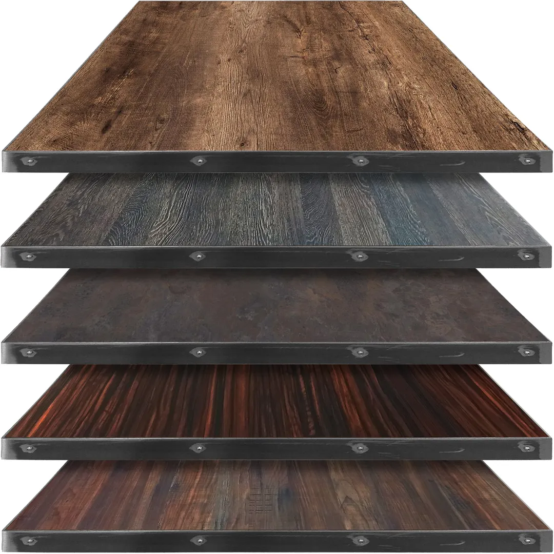 Oak Street FT2424-L Square 24x24" Laminated Oak Engineered Wood Table Top with 2" Steel Edge