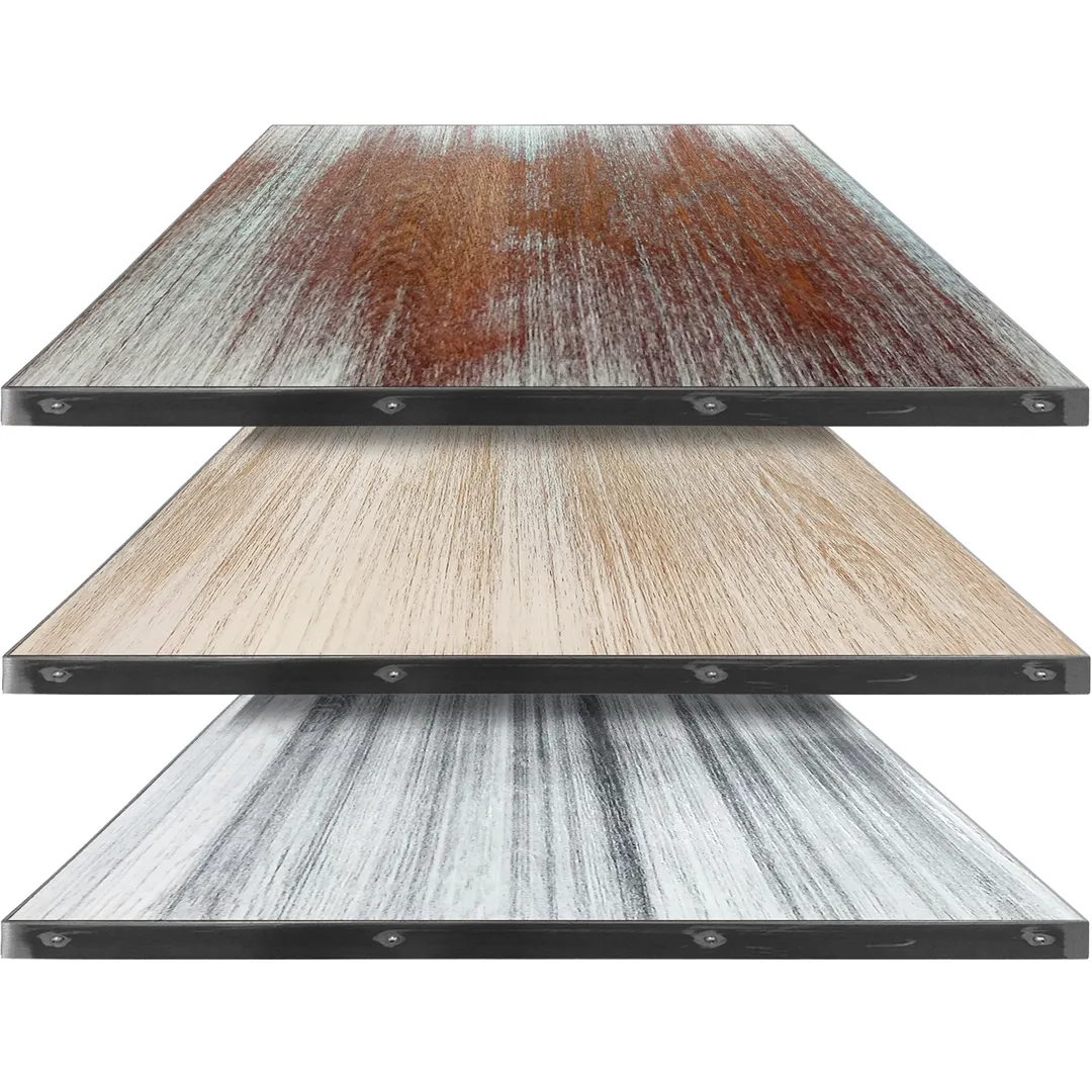 Oak Street FT4848-WW Square Fortress Table Top, 48" x 48", 1-1/8" Oak Faced Engineered Wood, Whitewash Stain, 2" Steel Edge