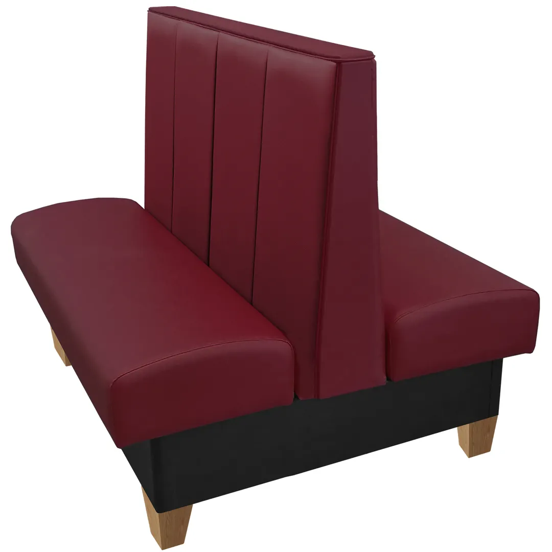 Oak Street HALE-4842-DBL 48" Double Channel Back Booth, Upholstered, 42"H, Finished Ends, Wood Stained Legs