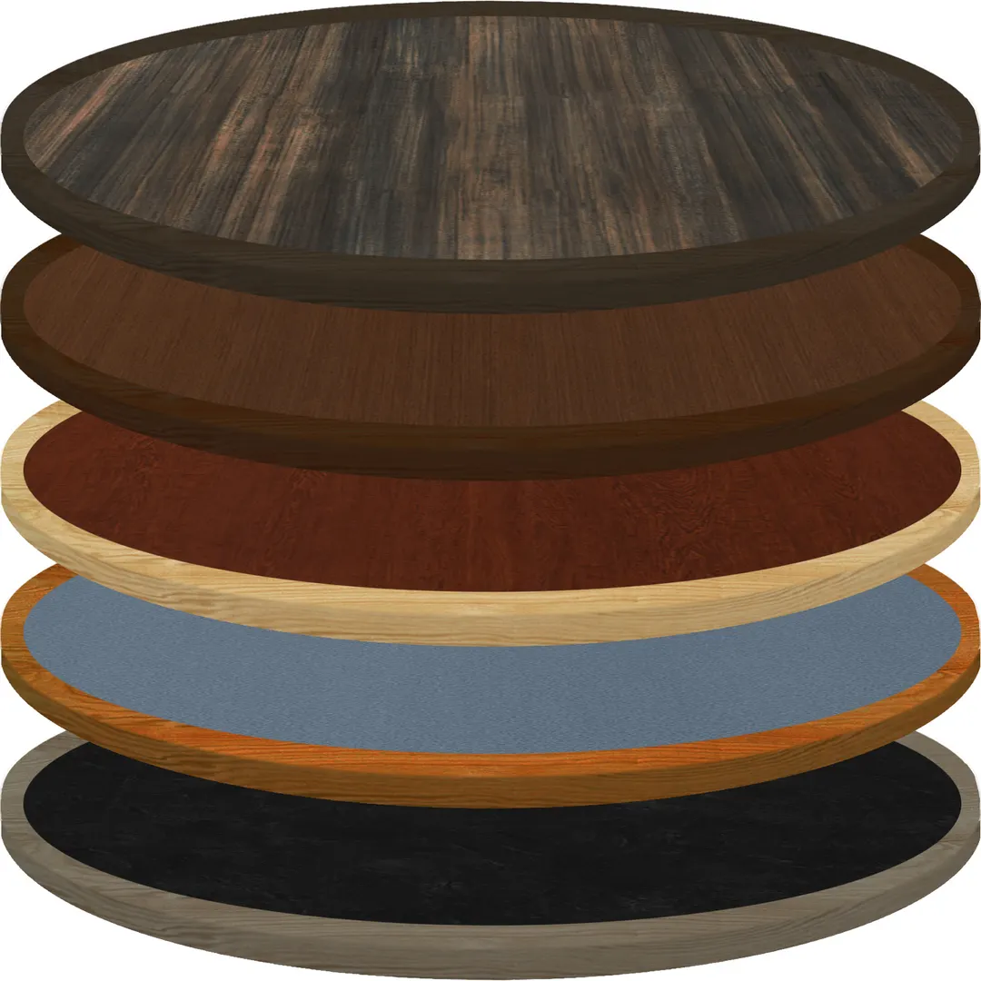 Oak Street INLY24R Round Laminate Table Top, 24" Dia., 1-1/4" Thick, Wood Edge