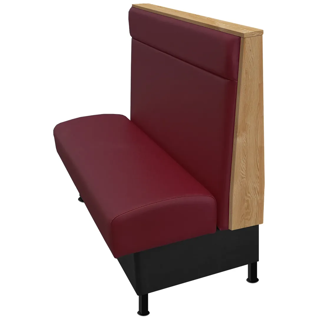 Oak Street JSP-6042-SGL 60" Single Jesup Booth, Upholstered Back with Headroll, Stained Oak Top, 42"H