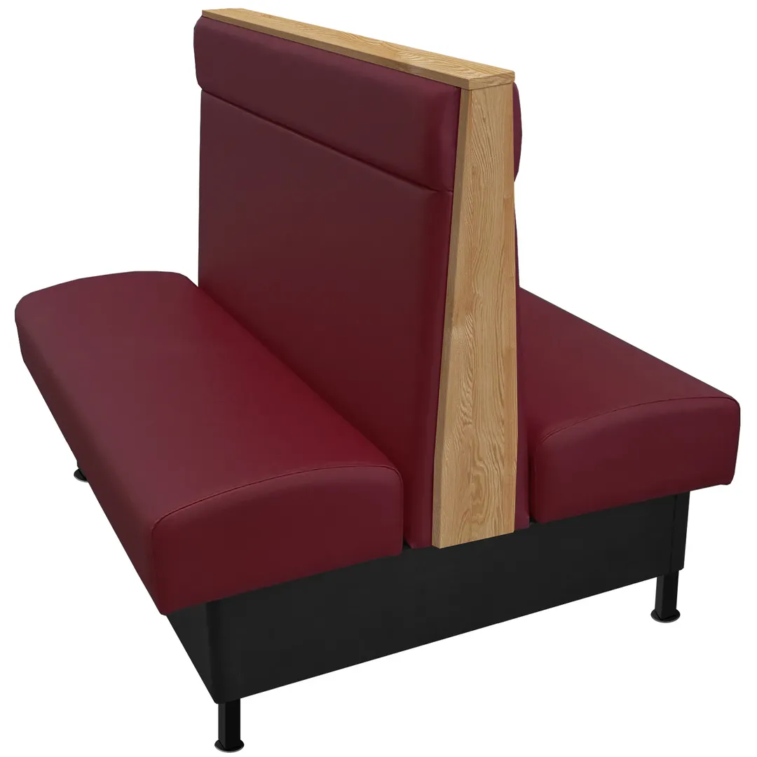 Oak Street JSP-7242-DBL 72" Double Plain Back Booth, Upholstered Back with Headroll, Black Vinyl, 42"H