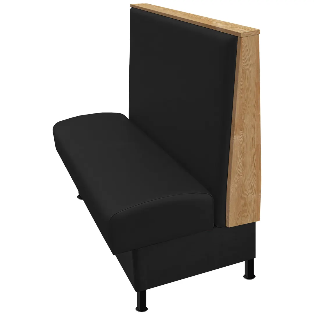 Oak Street MAR-7242-SGL 72"L Single Martelle Booth, Upholstered Back & Seat, Oak Wood Top, 42"H, Black Metal Legs