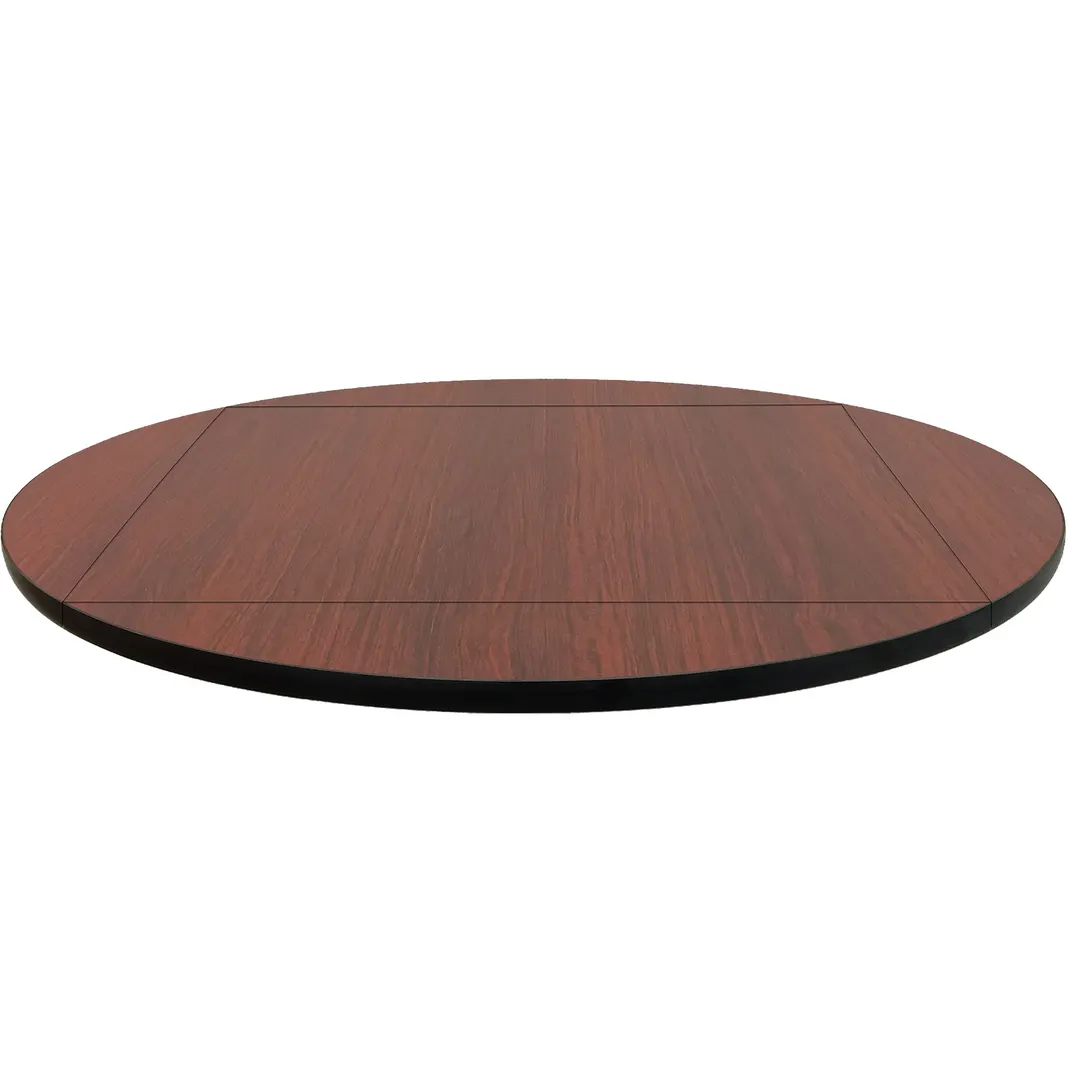 Oak Street MB3636FLIP51MH 36x36 to 51 Dia Round Melamine Table Top, Mahogany Finish, T-Mold Edge