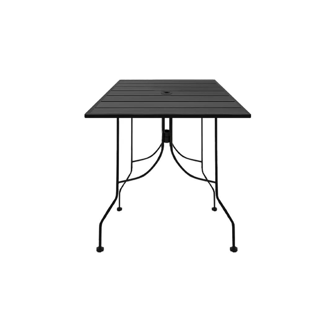 Oak Street OB2430-BAR Rectangular Bar Height Outdoor Table, 24" x 30", Rolled Steel Top, Black Finish, 2" Umbrella Hole, Steel Base