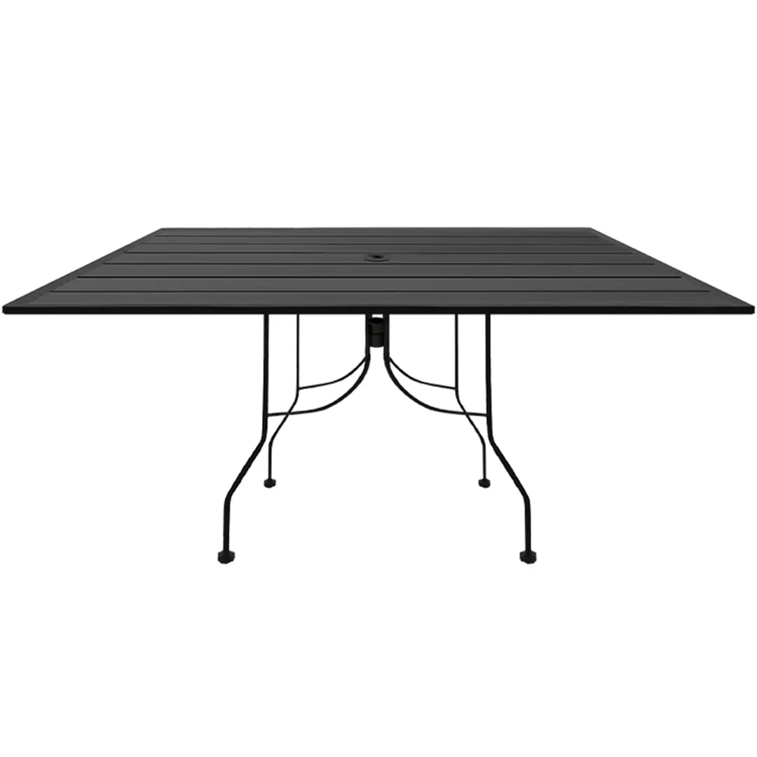Oak Street OB3048-STD 30"x48" Rectangular Boardwalk Table, Indoor/Outdoor, Rolled Steel Top, 2" Umbrella Hole, Black Finish Steel Base