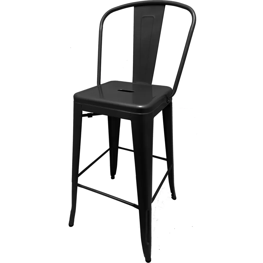Oak Street OD-BM-820-BLK-XL XL Brewhouse Bar Stool, Black Matte, Metal Back & Seat, Footrest