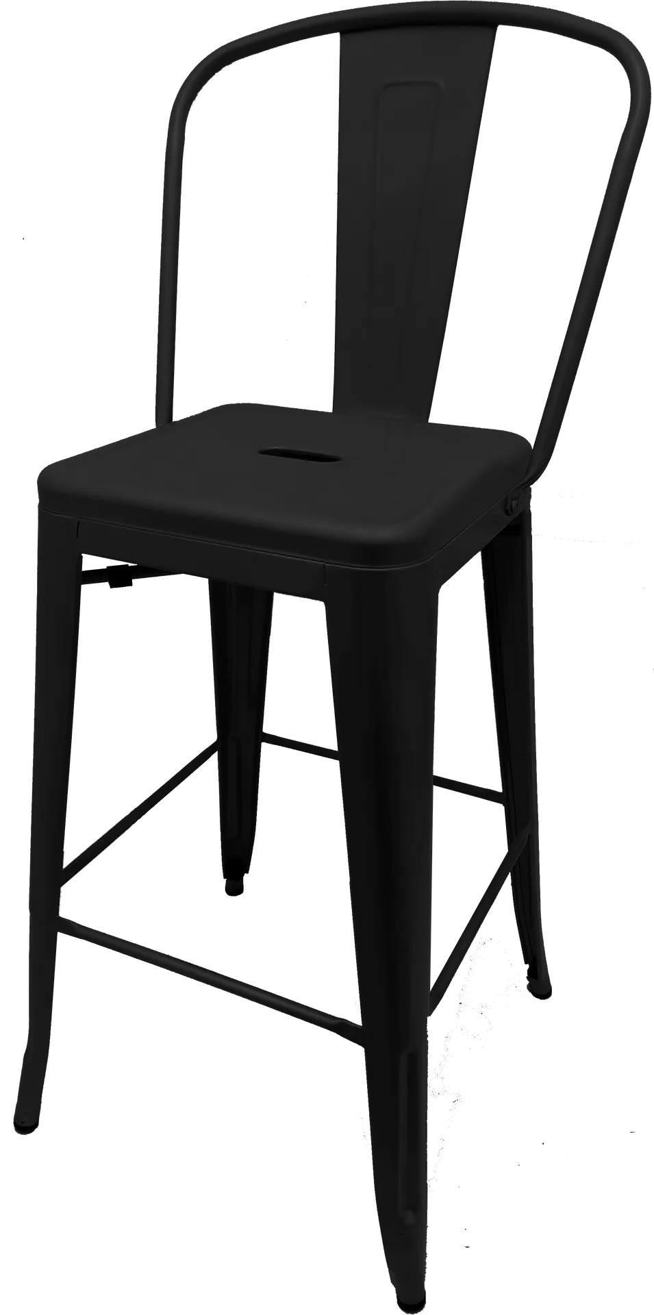 Oak Street OD-BM-820-MBLK-XL XL Brewhouse Bar Stool, All Black Matte Paint, Metal Back & Seat, Armless, Footrest, Non-Marring Nylon Glides