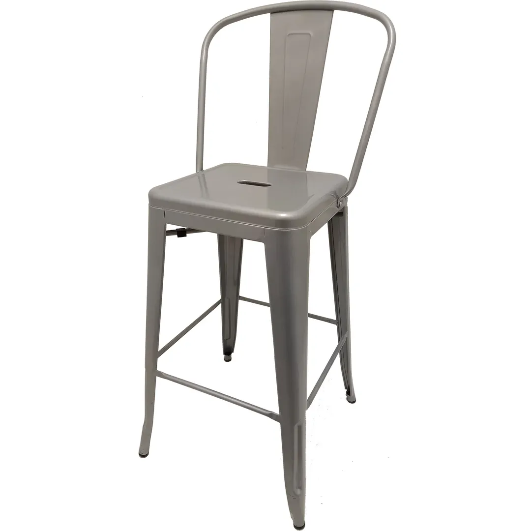 Oak Street OD-BM-820-PNT-XL XL Brewhouse Bar Stool, Metal Back & Seat, Armless, Silver Bullet Paint