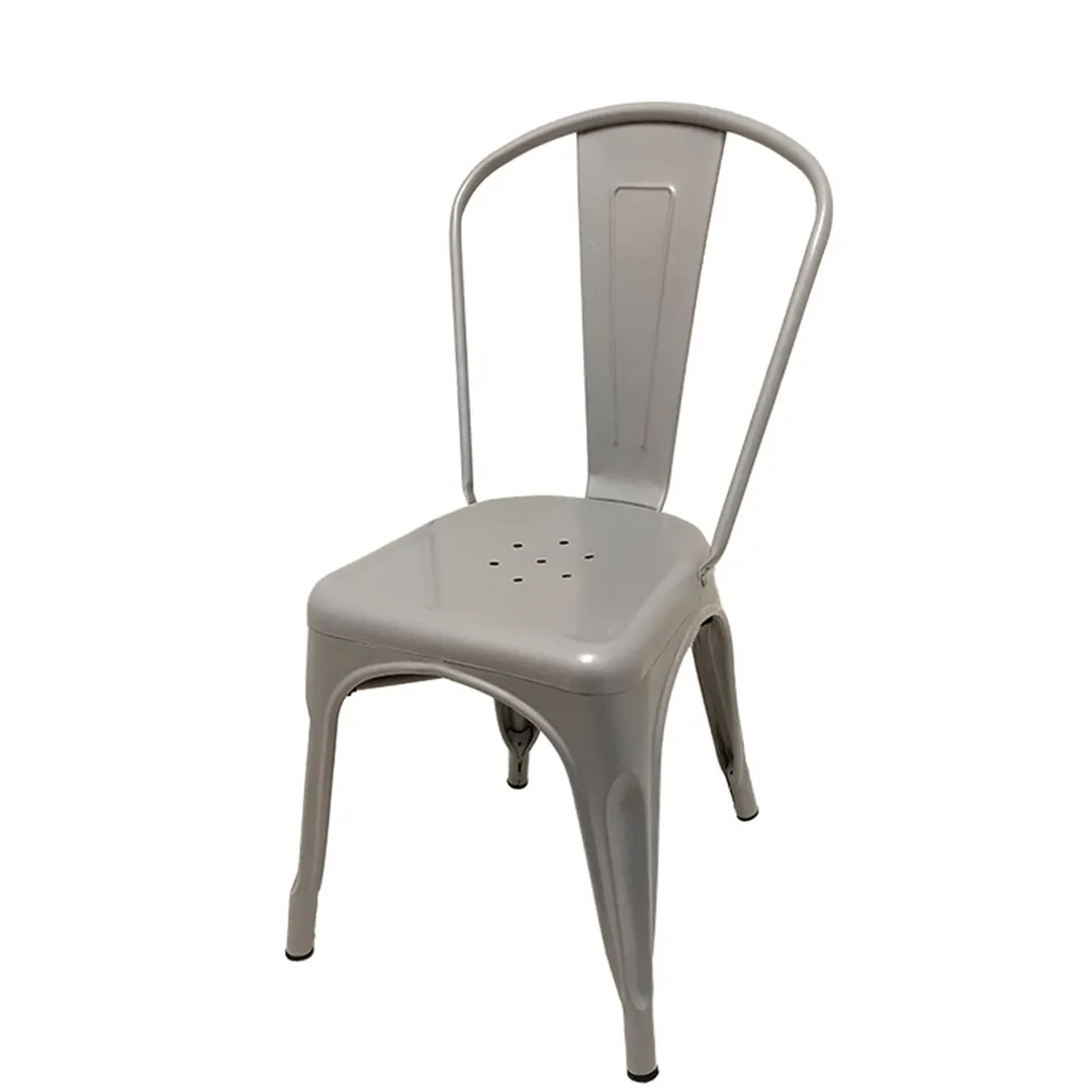 Oak Street OD-CM-0001-SLV Smokestack Stacking Dining Chair, Indoor/Outdoor