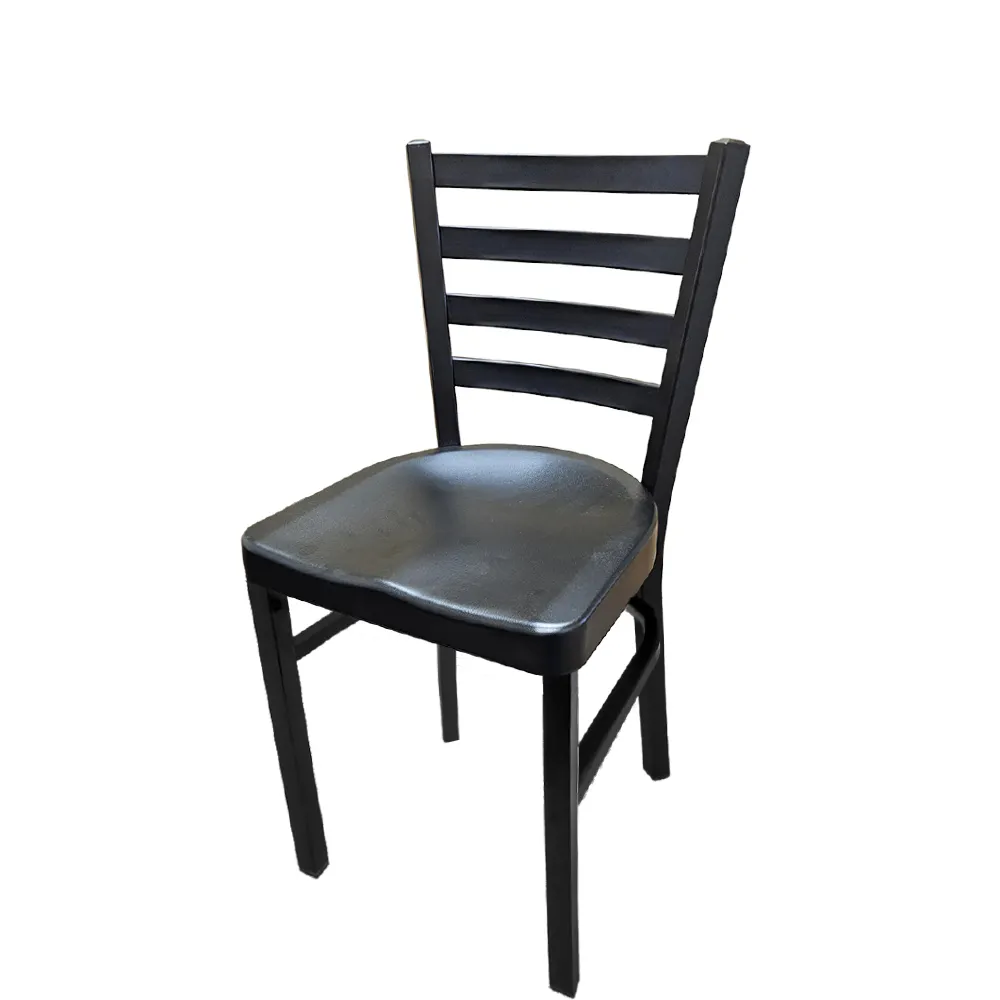Oak Street OD-CM-234-MS Outdoor Dining Chair, Black Powder Coat, Metal Ladderback, Steel Frame