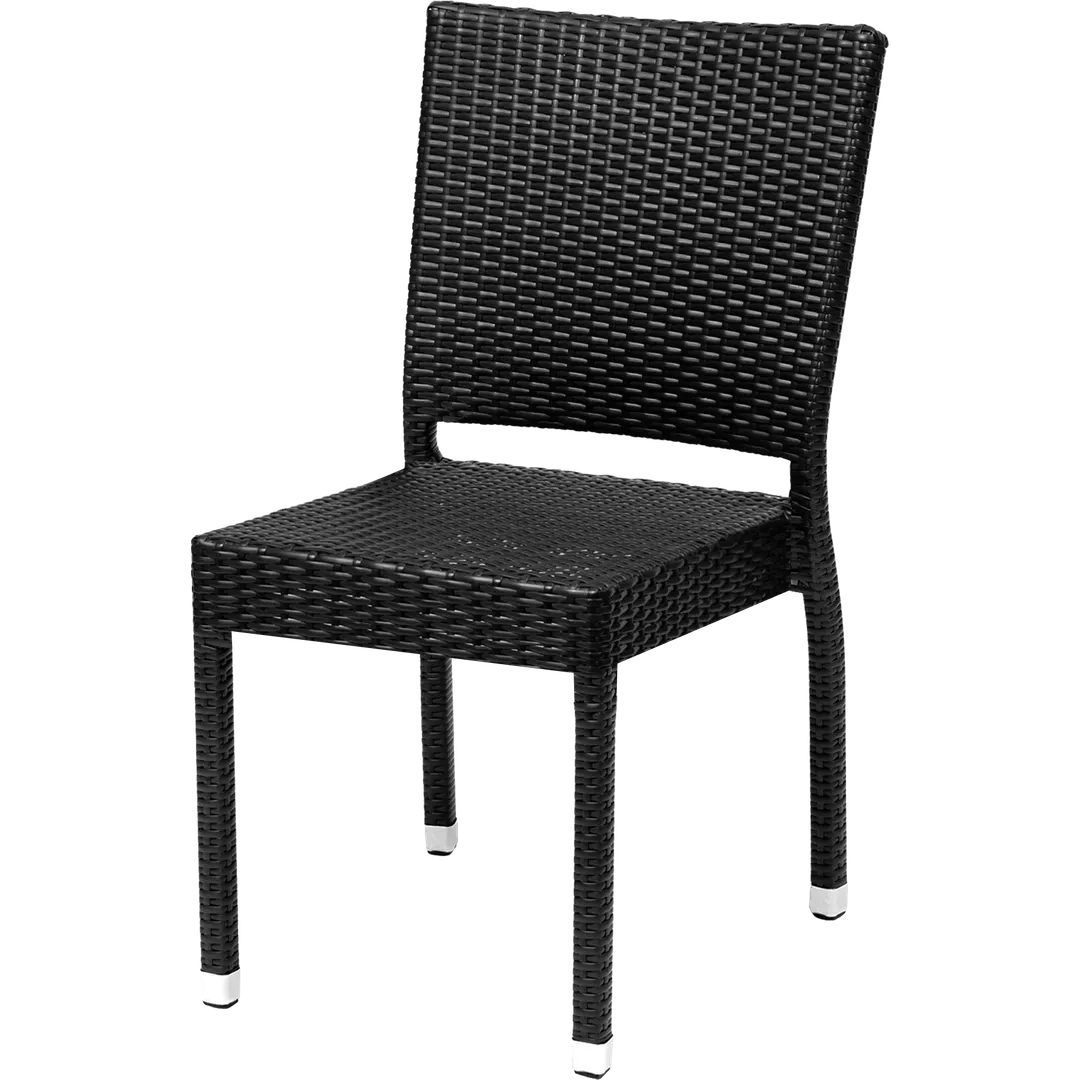 Oak Street OD-CM-RN Stacking Dining Chair, Indoor/Outdoor, Black Synthetic Wicker, 1.8mm Aluminum Frame