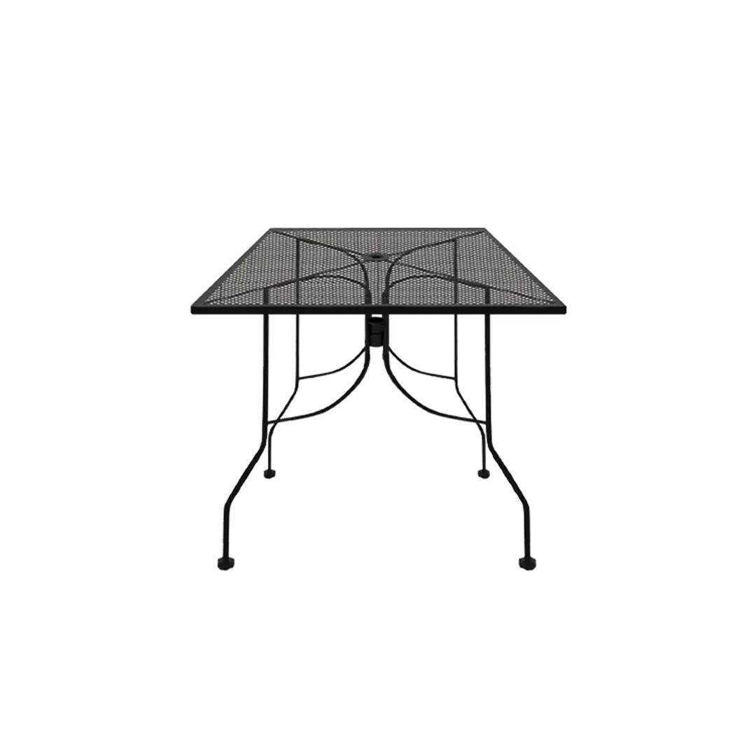 Oak Street OD2430-STD Diamondback Series 24" x 30" Rectangular Punched Steel Mesh Top Standard Height Outdoor Restaurant Table, Black Finish, Steel Base