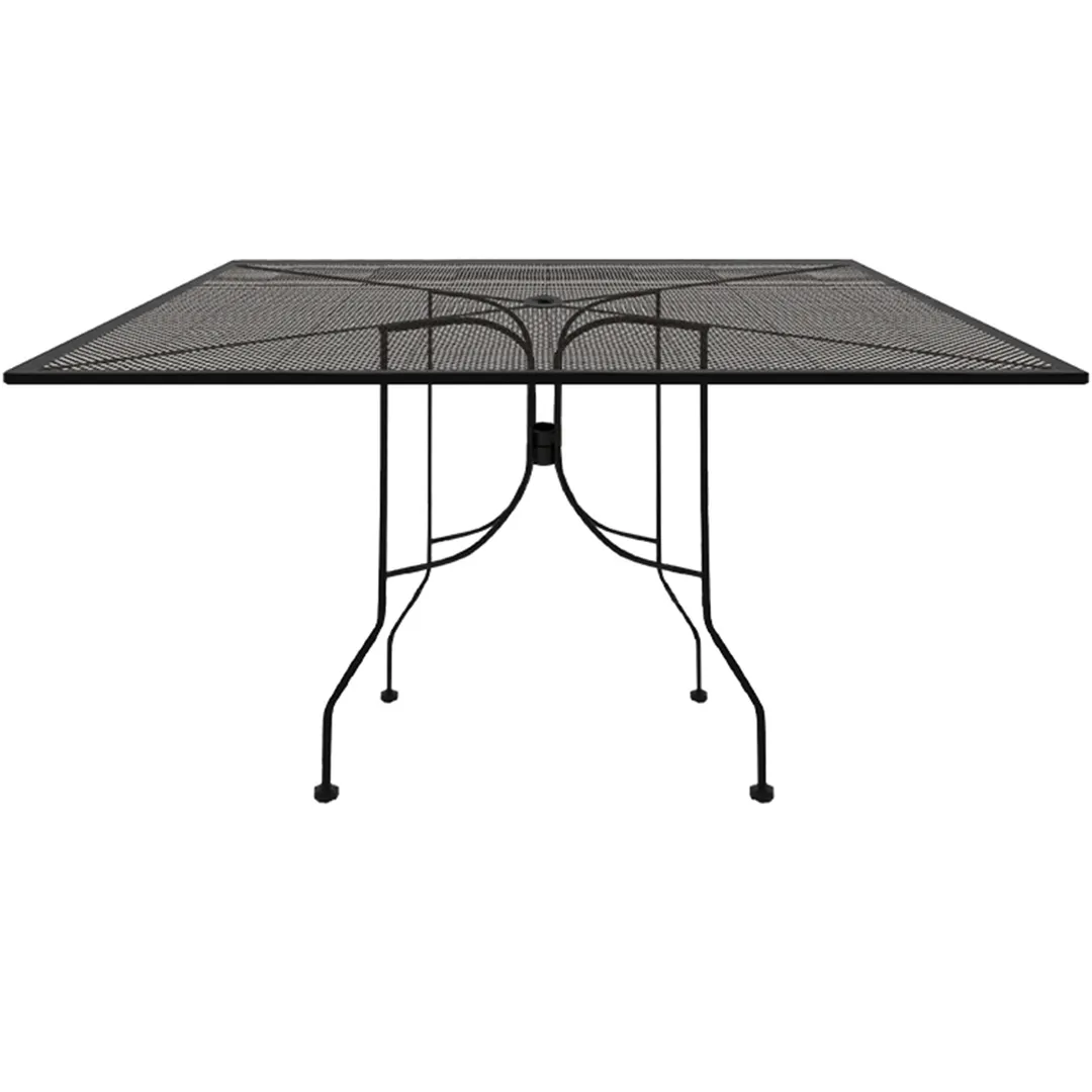 Oak Street OD3048-BAR Diamondback Series 30" x 48" Rectangular Punched Steel Mesh Top Bar Height Outdoor Restaurant Table, Black Finish, Steel Base