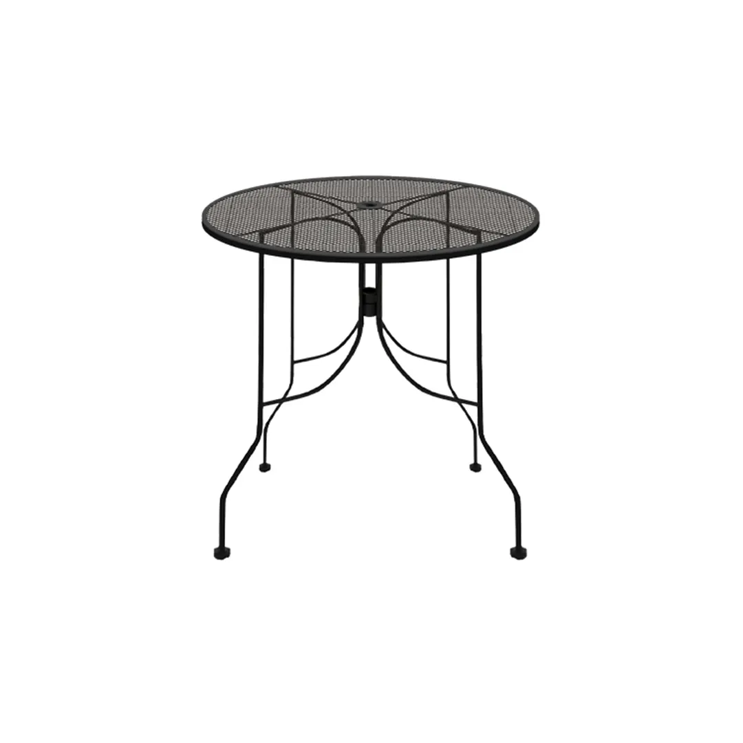 Oak Street OD30R-BAR Diamondback Series 30 Inch Round Bar Height Outdoor Table, Punched Steel Mesh Top, Black Finish, Steel Base