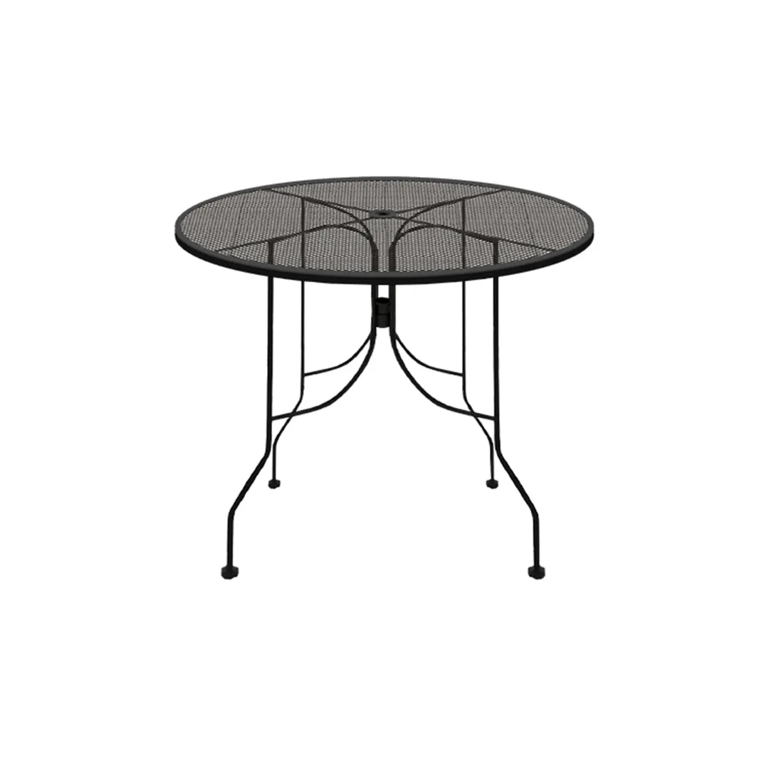 Oak Street OD36R-BAR 36 Inch Round Bar Height Outdoor Table, Punched Steel Mesh Top, Black Finish, Steel Base, Indoor/Outdoor Use
