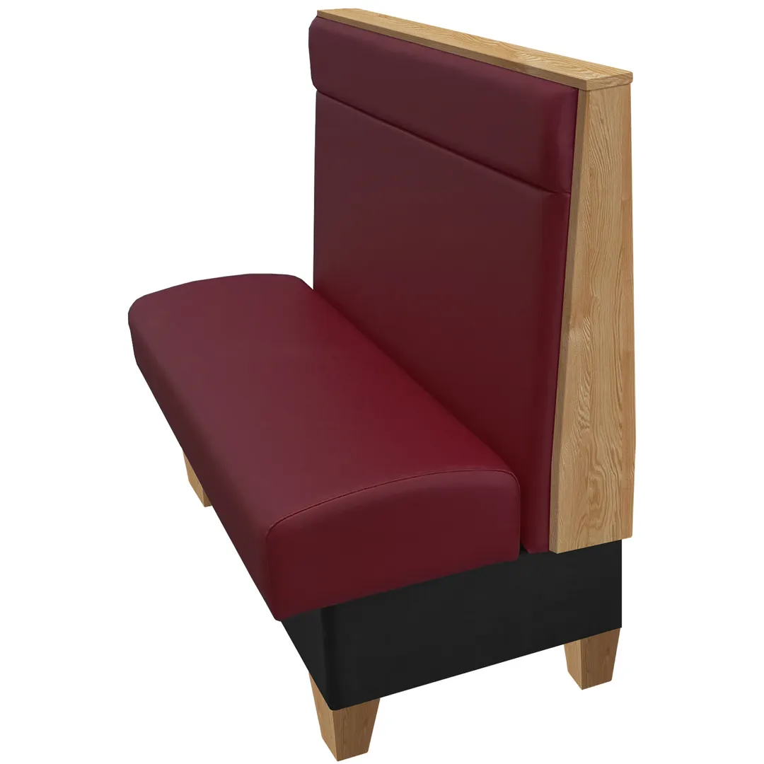 Oak Street QBY-3042-SGL Single Quimby Booth, 30"L x 42"H, Upholstered Back with Headroll, Stained Oak Top