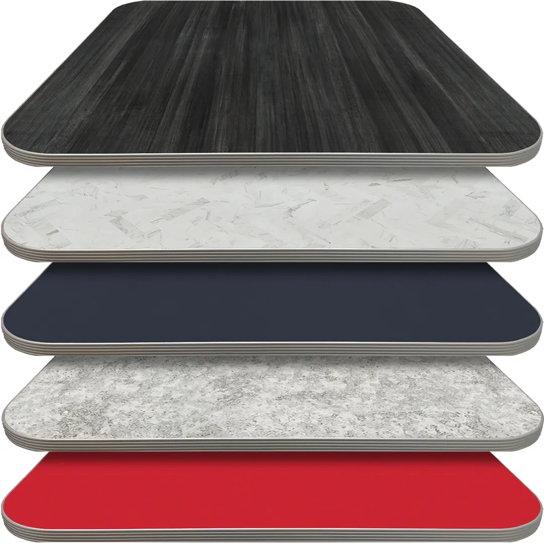Oak Street RT2424 Square Retro Table Top, 24x24, 1-1/4 Thick, Laminate Surface, Rubber T-Mold Edge