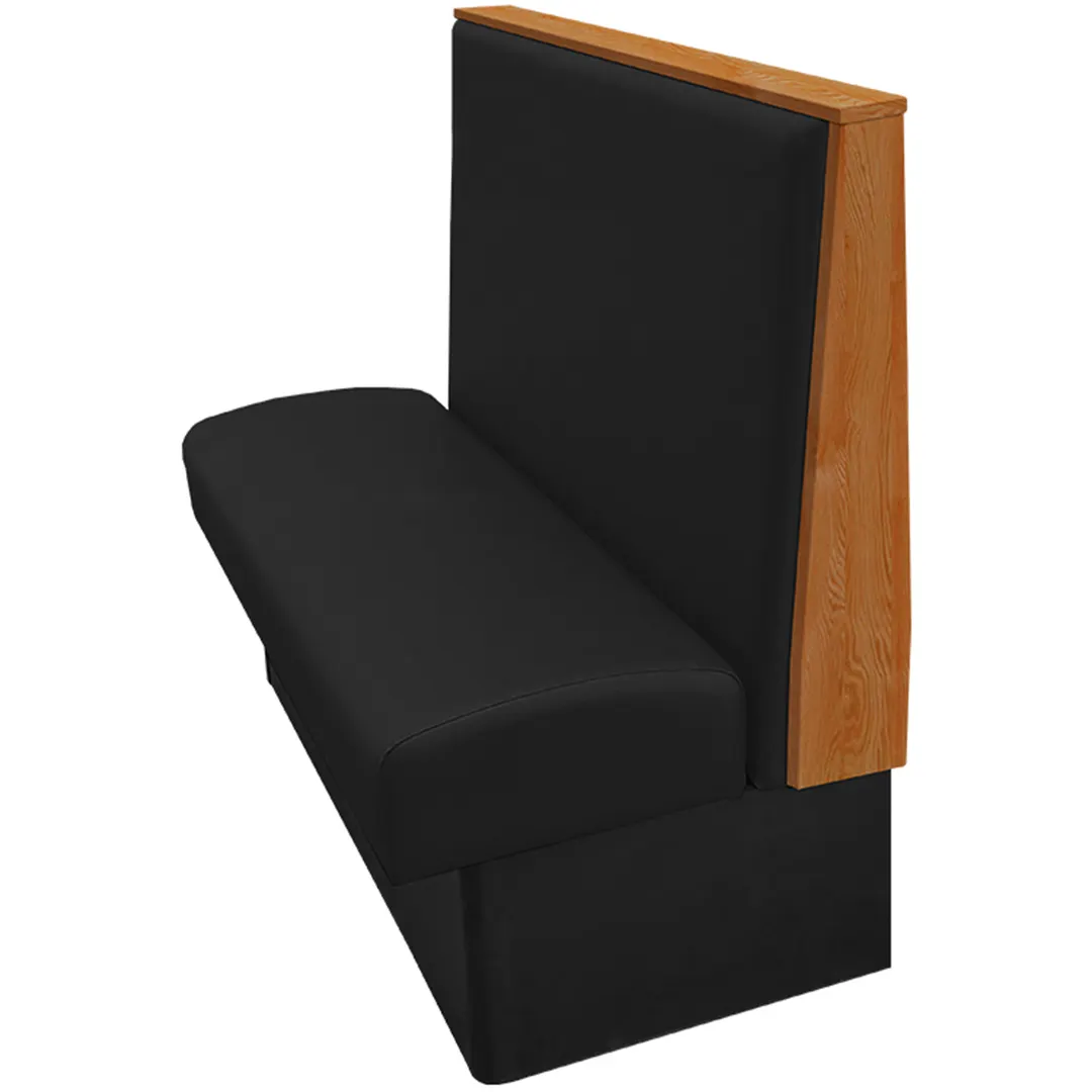 Oak Street SIMP-4842-SGL 48"L Single Plain Back Booth, Upholstered Back & Seat, Stained Oak Top, Black Vinyl Base