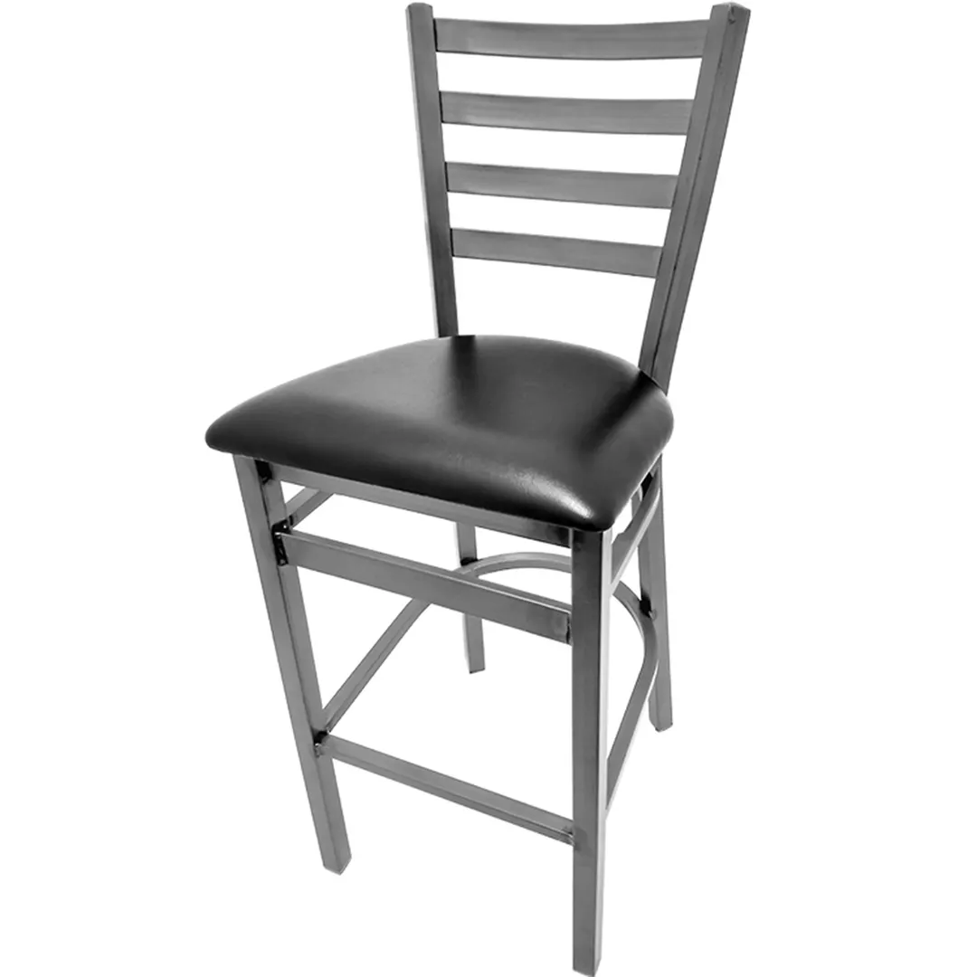 Oak Street SL135C-1 Bar Stool Ladder Back 1.2mm Welded Steel Frame 1.25" Tubing Footrest Clear Coat