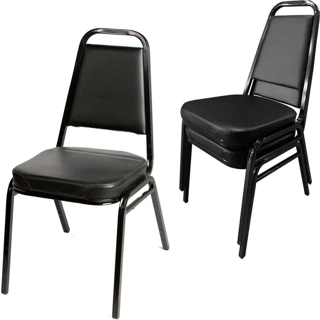 Oak Street SL2082-BLK Stacking Chair, Tapered Square Back with Hand Hold