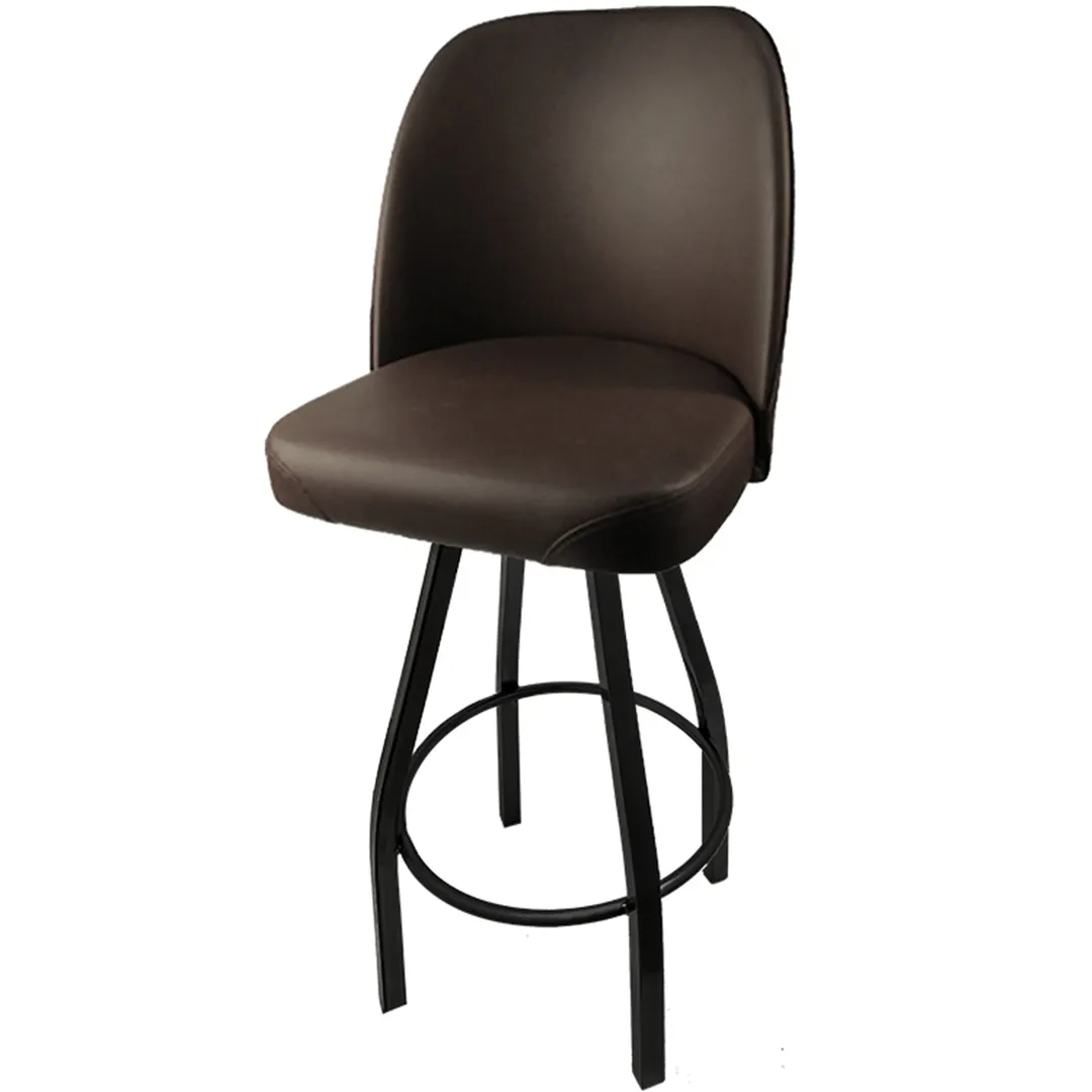Oak Street SL2136-ESP Swivel Bar Stool, Espresso Bucket Seat, Waterfall Front, Black Powder Coat, 4° Swivel, Poly Glides