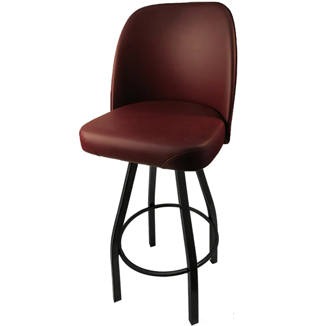 Oak Street SL2136-WINE Swivel Bar Stool, Black, Wine Vinyl Bucket Seat, Waterfall, 4°, Armless, Footring, Glides